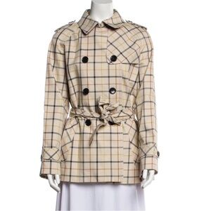 EUC Coach F83728 Women's Tattersall Plaid Belted Short Classic Lined Trench Coat